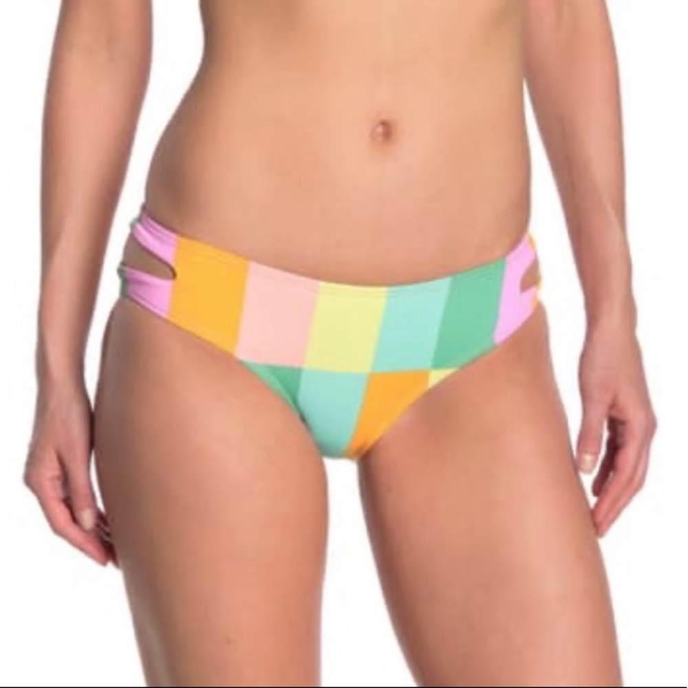The Bikini Lab Striped Cutout Hipster Bikini